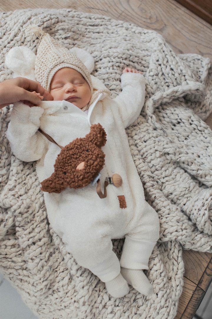 Kids Teddy Fleece Jumpsuit with Ears – Cream / Ivory