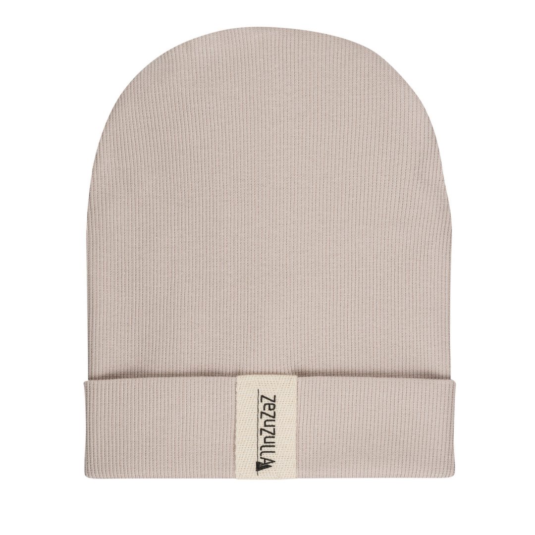 Dziecięca Czapka Prążkowana typu Beanie Beżowa
