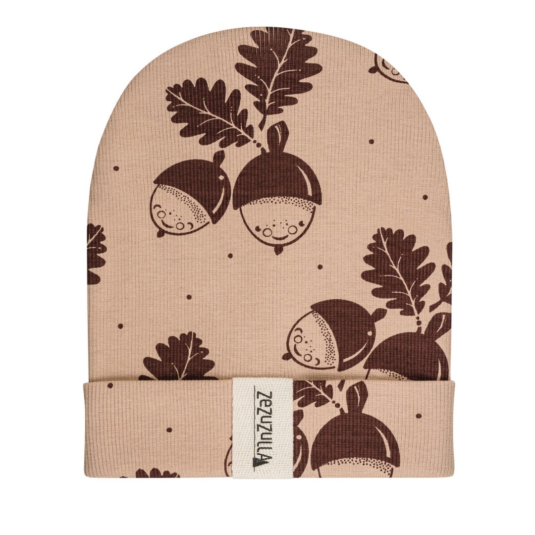 Dziecięca Czapka Prążkowana typu Beanie w Żołędzie