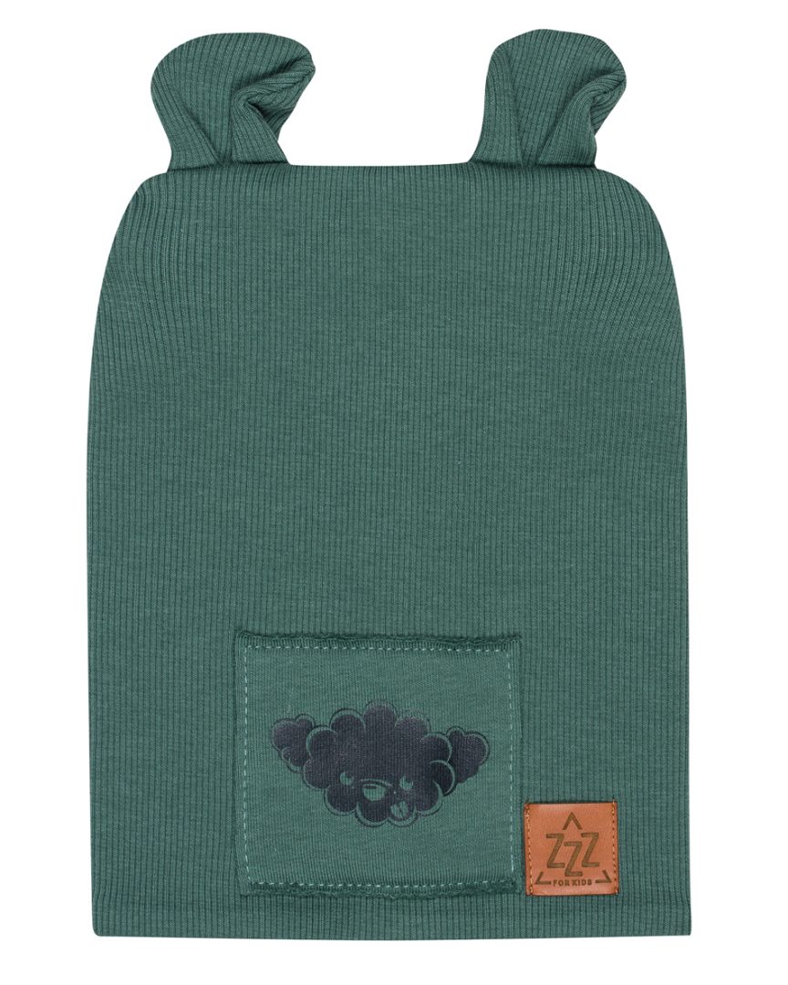 Dziecięca Czapka Prążkowana typu Beanie z Uszkami Morska