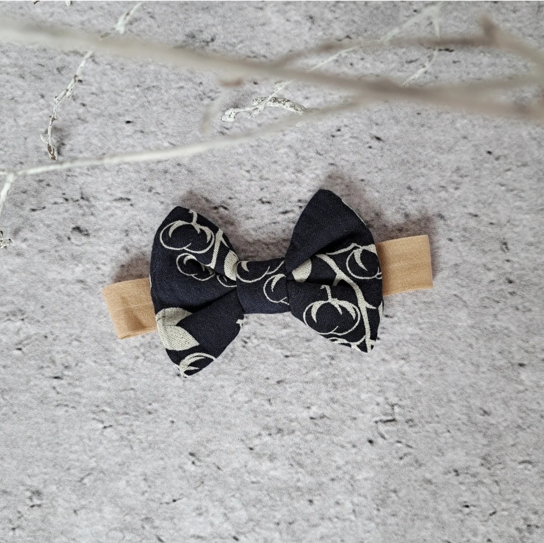 Cottons on Dark Blue Frilled Ribbon Hair Bow