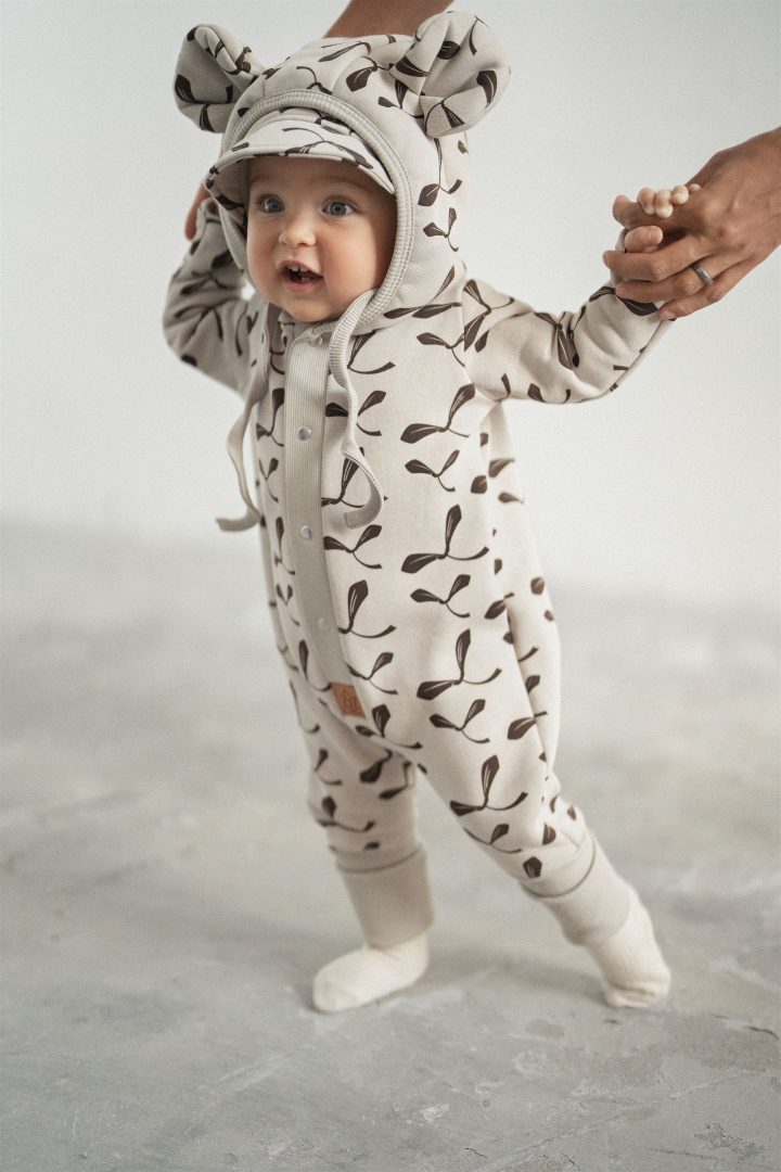 Maple Fruit on Beige Eared Jumpsuit
