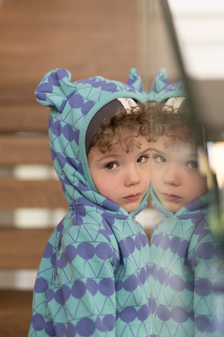 Bluza Dziecięca z Kapturem i Uszkami Miętowa w Kropki