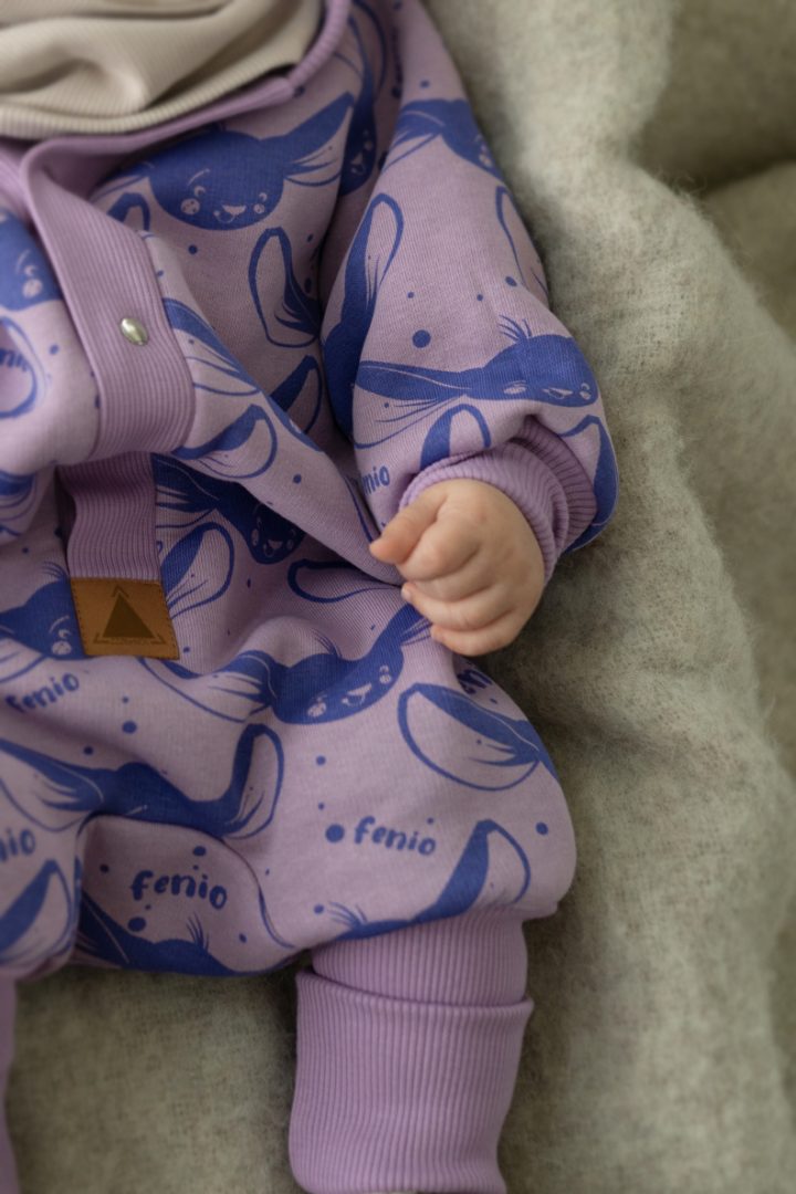 Kombinezon Dziecięcy Fioletowy w Liski