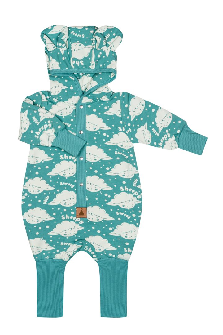 Sheep on Mint Eared Jumpsuit