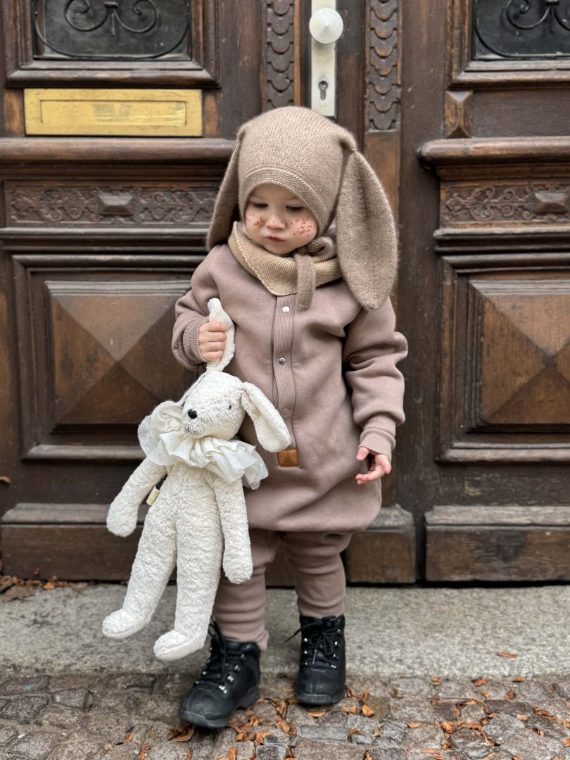 Baby Hooded Jumpsuit - Nut Brown Tone